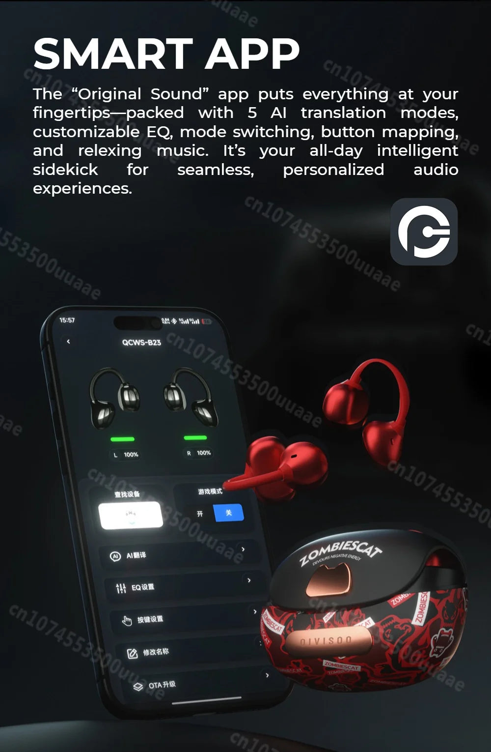 Zombies Cat B23 – Słuchawki OWS Graffiti, Bluetooth 6.0, Tłumacz AI