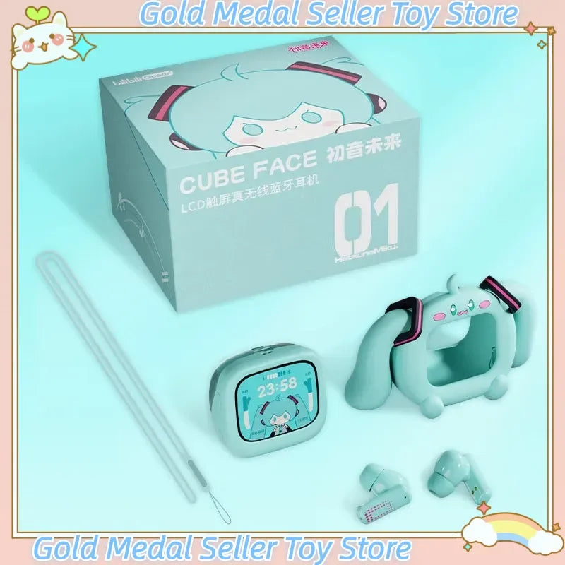 Słuchawki True Wireless Hatsune Miku – Ekran LCD Dotykowy, Etui CUBE FACE, Prezent