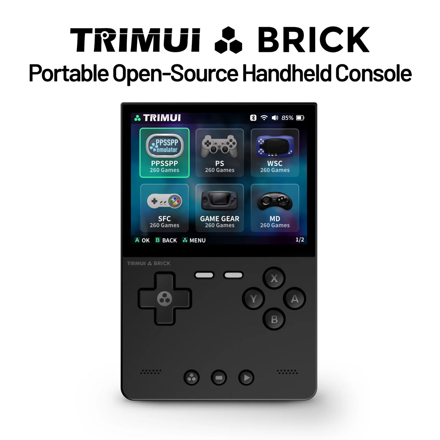 TRIMUI BRICK TG3040 – Przenośna Konsola Retro 3,2" IPS, 64GB, Metalowy Panel, LED RGB