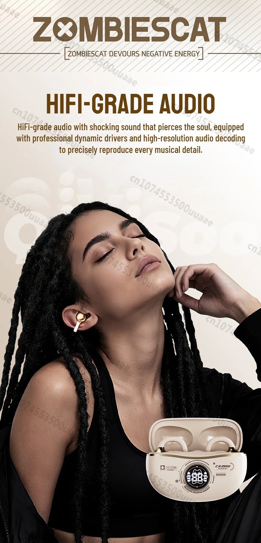 Zombiescat B16 OWS – Słuchawki Bluetooth 6.0 Earclip HiFi, 20h, Wyświetlacz Baterii