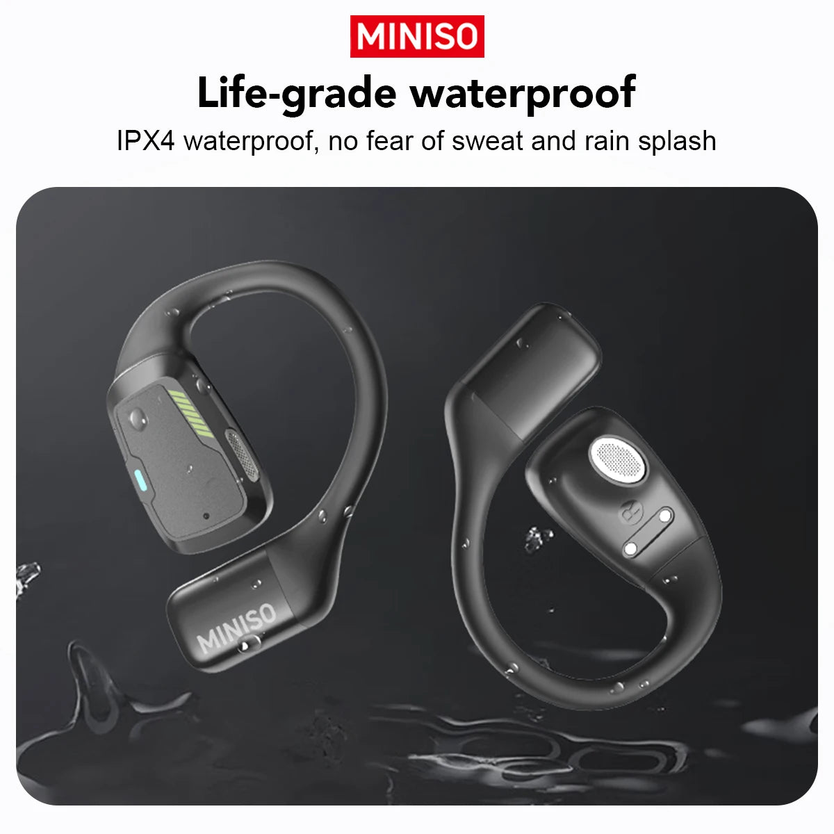 MINISO M98 – Słuchawki OWS Bluetooth, Tłumacz AI 144 Języki, Ekran LCD, IPX5, Sport
