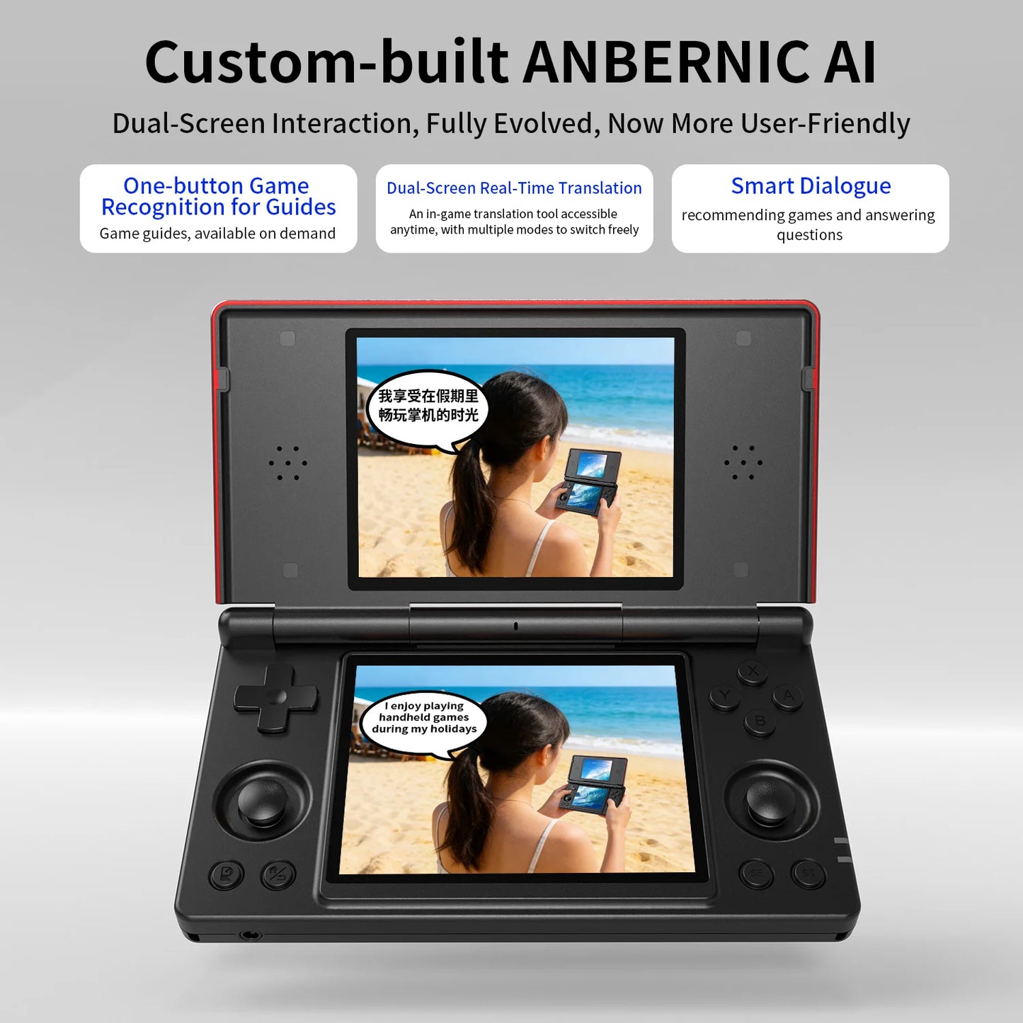 Anbernic RG DS Flip – Składana Konsola 2 Ekrany 4'' IPS, Android/Linux Dual-OS (Magazyn PL)