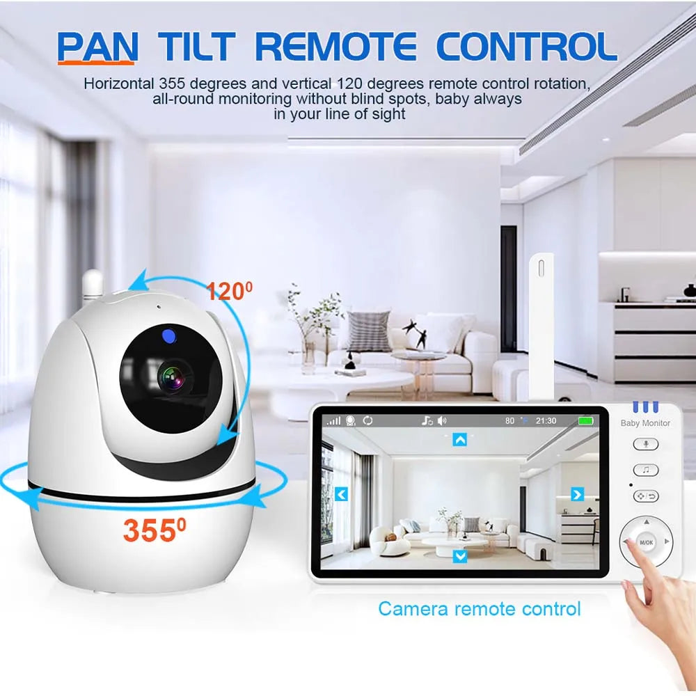 Baby Monitor wideo 5" PTZ – zoom, temperatura, kołysanki