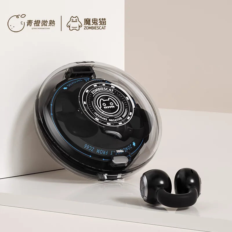Zombiescat B3 OWS – Słuchawki Bluetooth 5.3 Earclip HiFi, Transparentne Etui, ANC