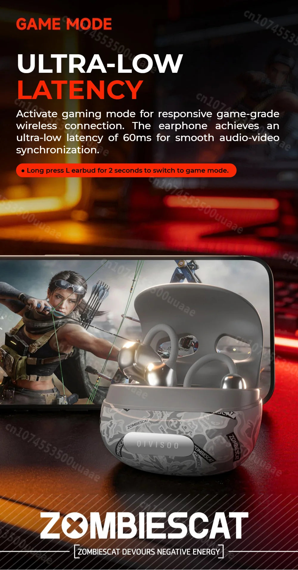 Zombies Cat B23 – Słuchawki OWS Graffiti, Bluetooth 6.0, Tłumacz AI