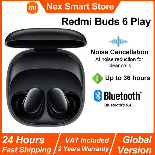 Xiaomi Redmi Buds 6 Play Słuchawki - Bluetooth Premium, Długa Bateria - George Vision Premium
