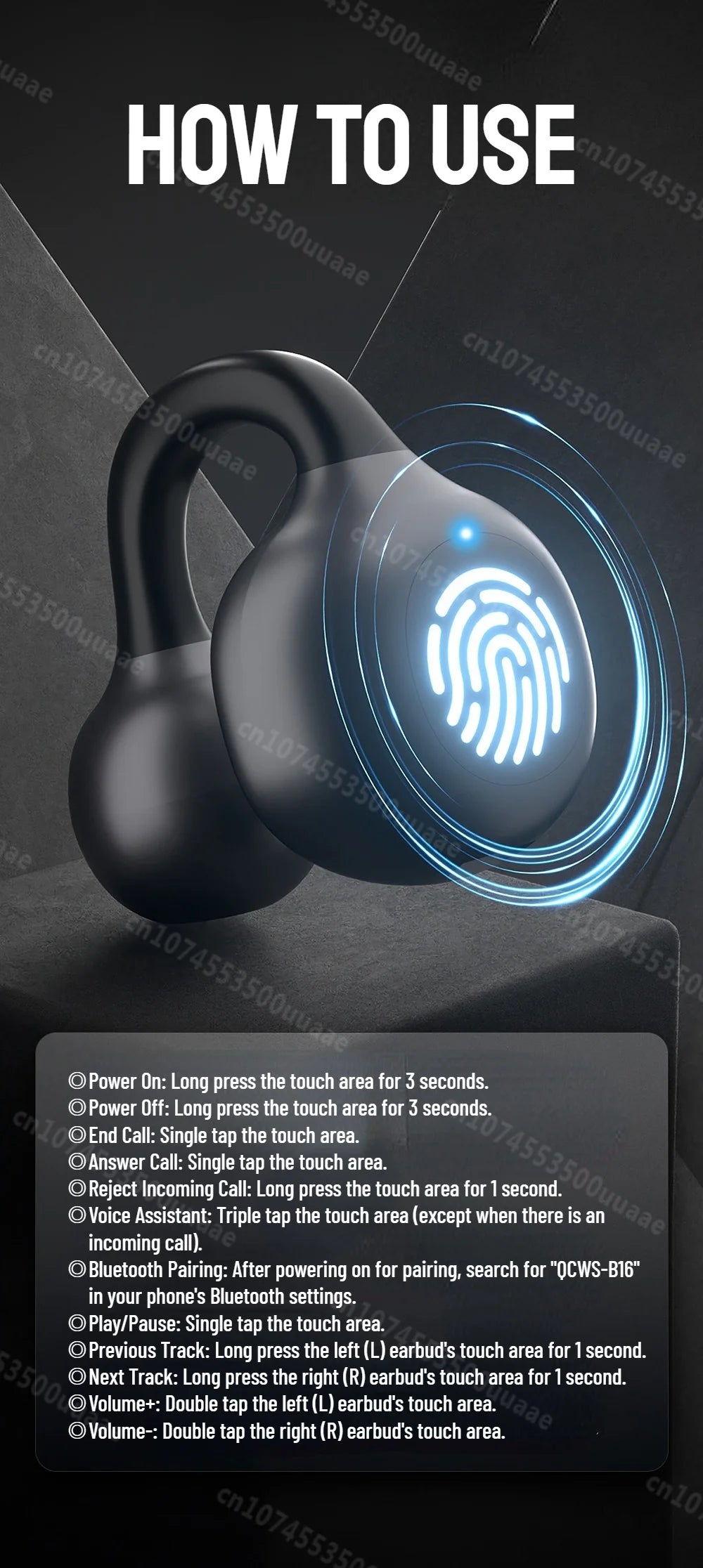 Zombiescat B16 OWS – Słuchawki Bluetooth 6.0 Earclip HiFi, 20h, Wyświetlacz Baterii