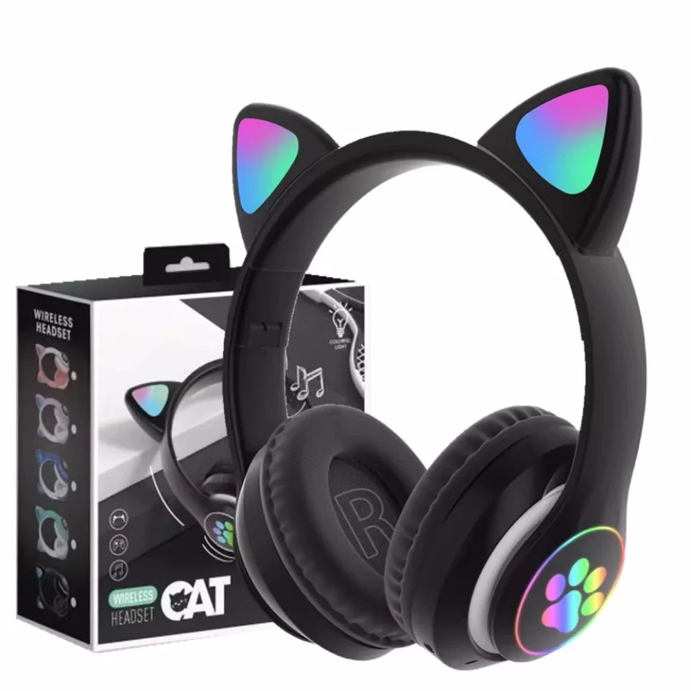 Słuchawki Bluetooth Cute Cat Ear z LED Kawaii - zdjęcie 5