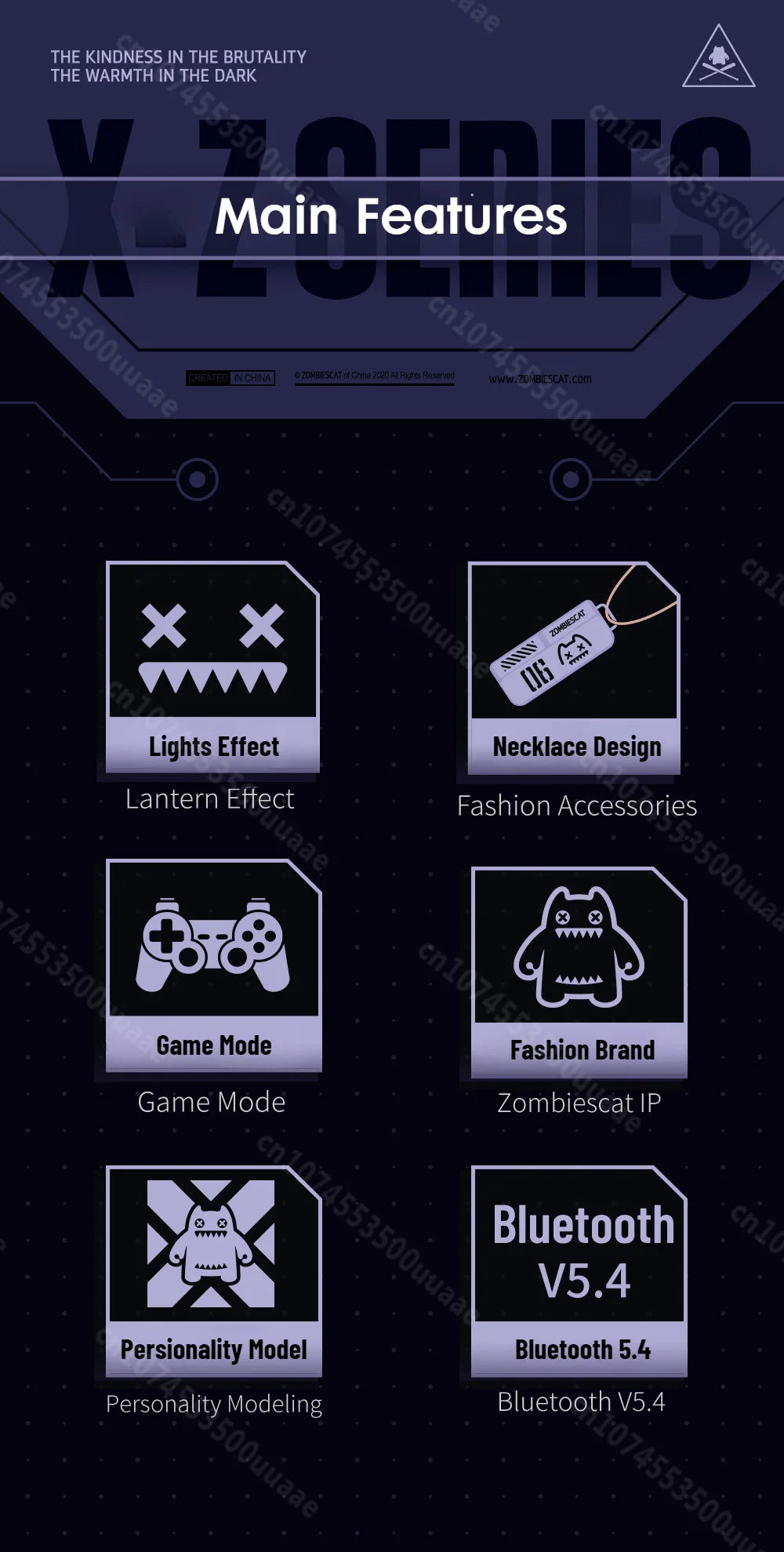 Zombies Cat B8 Aether Core – słuchawki TWS z naszyjnikiem i podświetleniem RGB