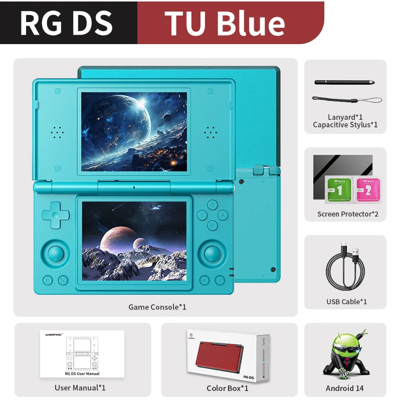 Anbernic RG DS Flip – Składana Konsola 2 Ekrany 4'' IPS, Android/Linux Dual-OS (Magazyn PL)