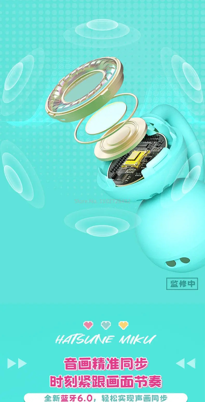 Luxub Słuchawki Klipsowe Hatsune Miku 2026 – Bilibili, Zmiana Twarzy, Bluetooth, Prezent dla Fanów Anime