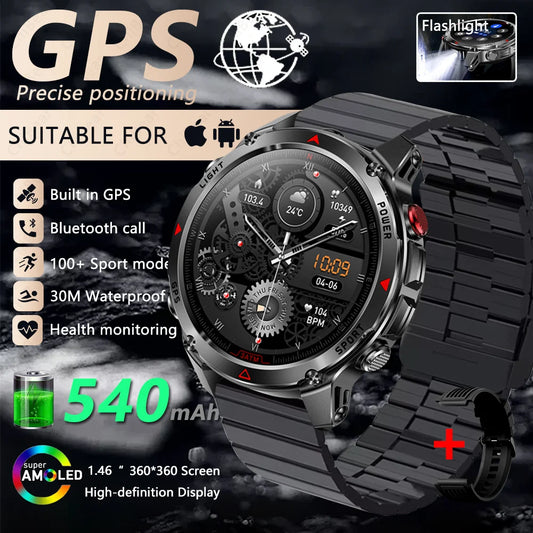 Inteligentny Zegarek George Vision - Smartwatch Sportowy Outdoor - GPS, Latarka LED, Kompas, 5ATM, Bluetooth, 540mAh - Zaawansowana Technologia