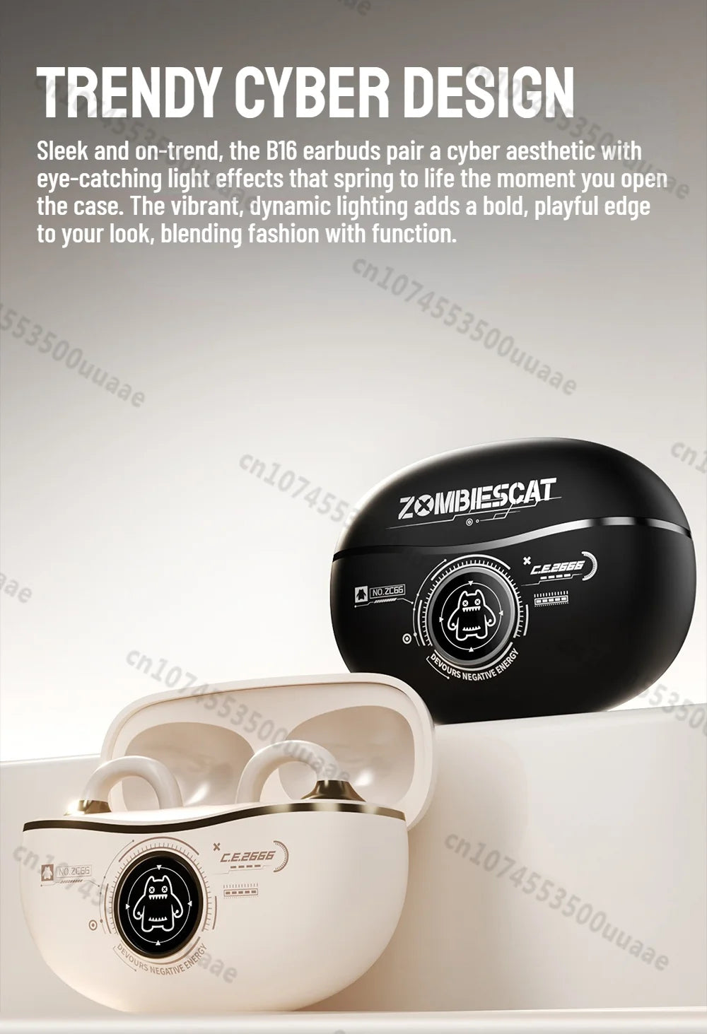 Zombiescat B16 OWS – Słuchawki Bluetooth 6.0 Earclip HiFi, 20h, Wyświetlacz Baterii