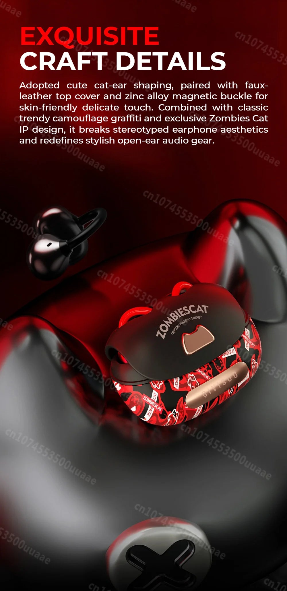 Zombies Cat B23 – słuchawki OWS Graffiti z tłumaczem AI, Bluetooth 6.0