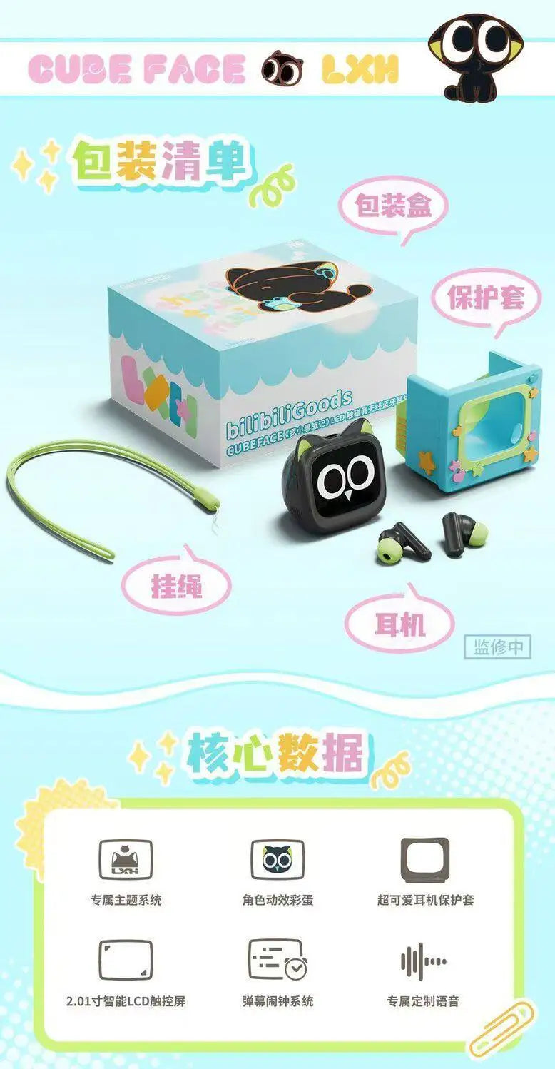 Cubeface Luo Xiao Hei – Słuchawki Bluetooth z Ekranem LCD | Bilibili Anime