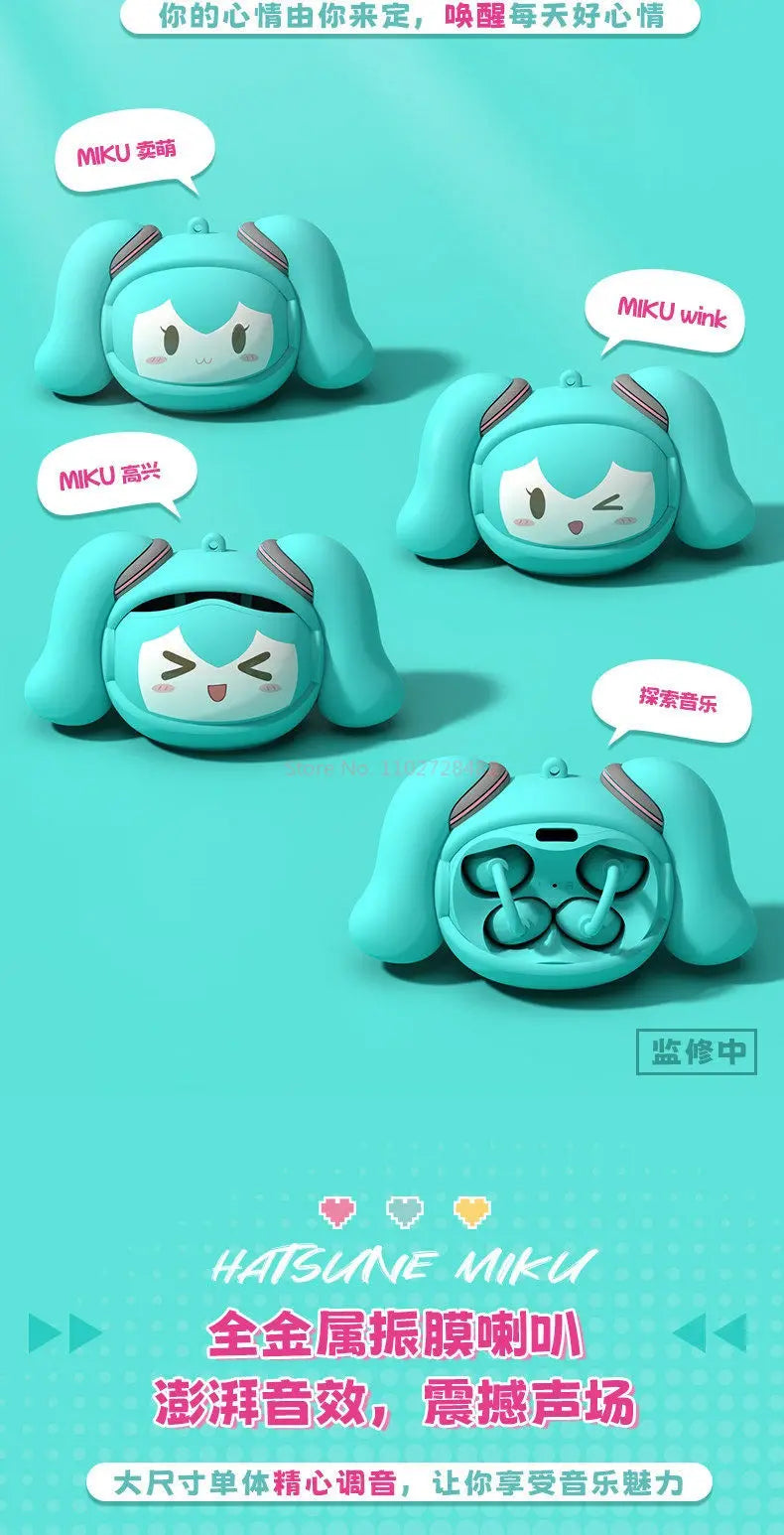 Luxub Słuchawki Klipsowe Hatsune Miku 2026 – Bilibili, Zmiana Twarzy, Bluetooth, Prezent dla Fanów Anime