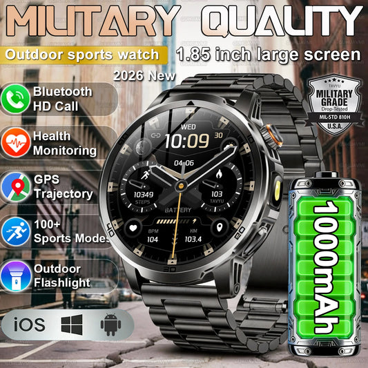 Inteligentny Zegarek George Vision - Smartwatch Militarny Outdoor 2026 - AMOLED 1.85", 1000mAh, 10ATM, Połączenia - Zaawansowana Technologia