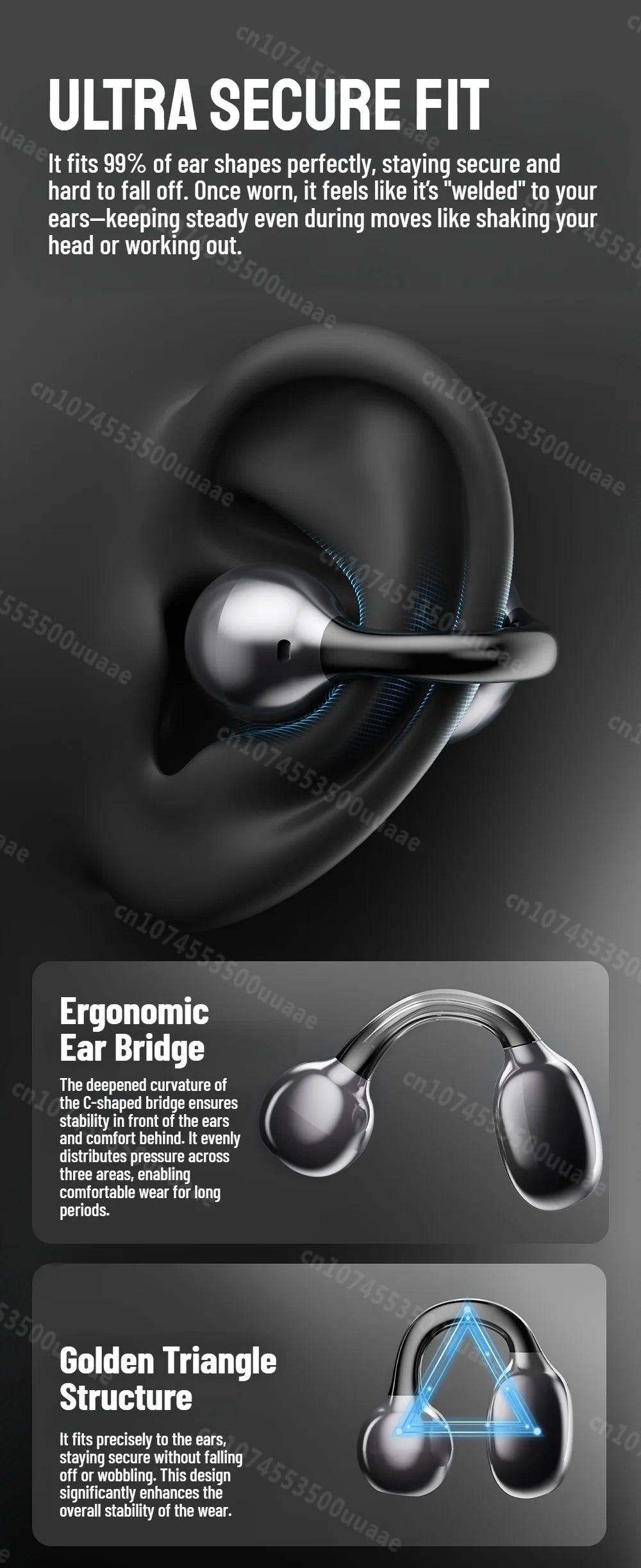 Zombiescat B16 OWS – Słuchawki Bluetooth 6.0 Earclip HiFi, 20h, Wyświetlacz Baterii