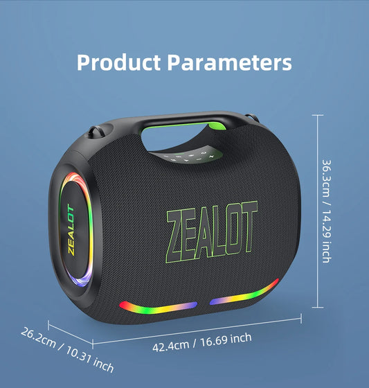 ZEALOT-ZE21 Głośnik Bluetooth 250W - Wodoodporny, 48000mAh, TWS, RGB - George Vision Premium