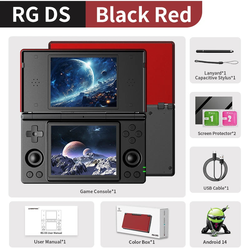Anbernic RG DS Flip – Składana Konsola 2 Ekrany 4'' IPS, Android/Linux Dual-OS (Magazyn PL)