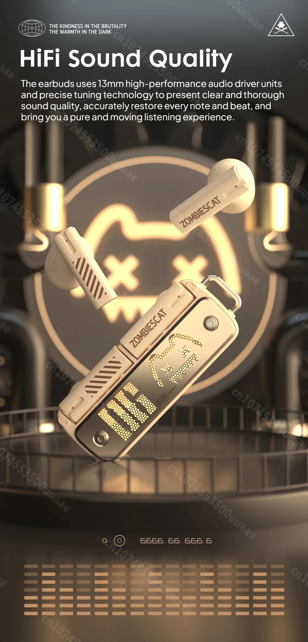 Zombies Cat B8 Aether Core – Słuchawki TWS z Naszyjnikiem, Bluetooth 5.4, RGB