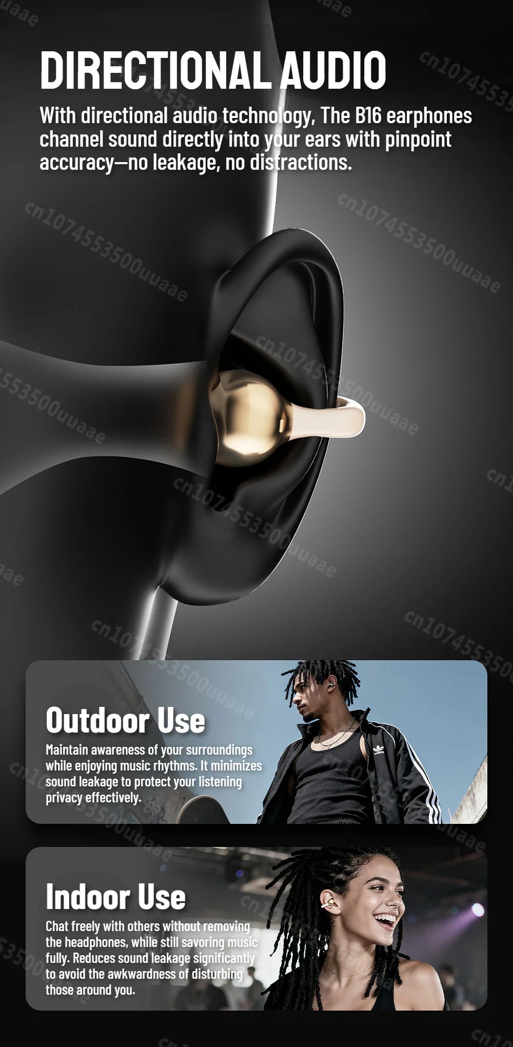 Zombiescat B16 OWS – Słuchawki Bluetooth 6.0 Earclip HiFi, 20h, Wyświetlacz Baterii
