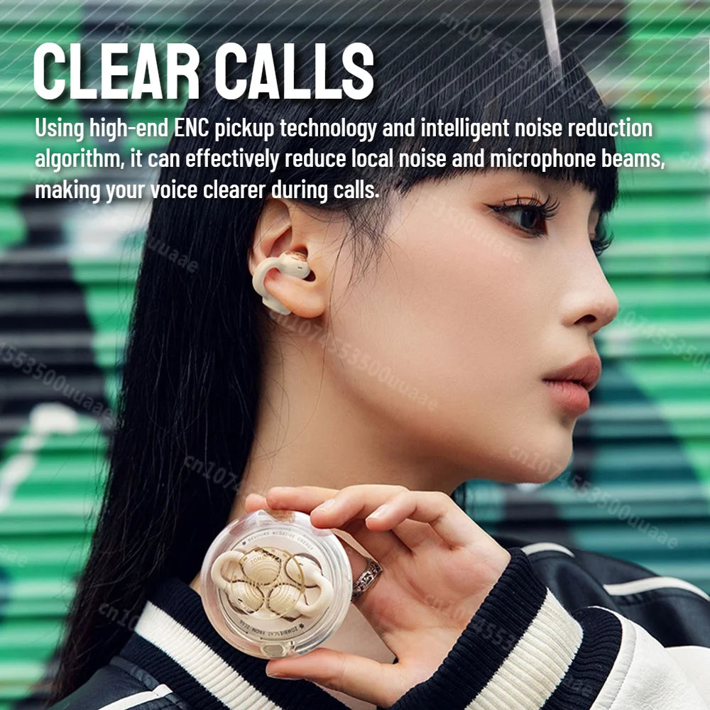 Zombiescat B3 OWS – Słuchawki Bluetooth 5.3 Earclip HiFi, Transparentne Etui, ANC