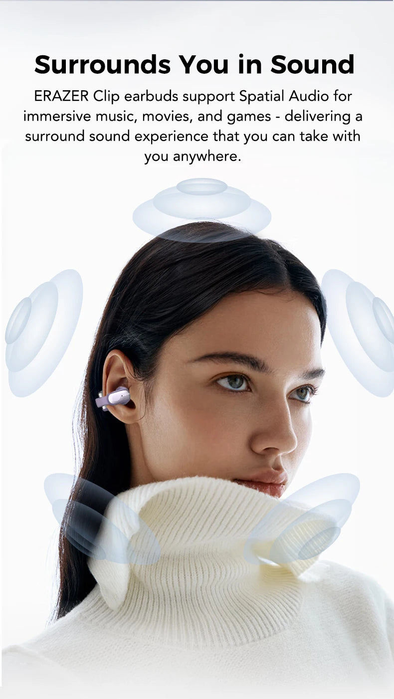 Erazer XF28 Ear Clips Bezprzewodowe Słuchawki Bluetooth 6.0 z Funkcją Tłumaczenia, Stabilne Mocowanie - zdjęcie 3