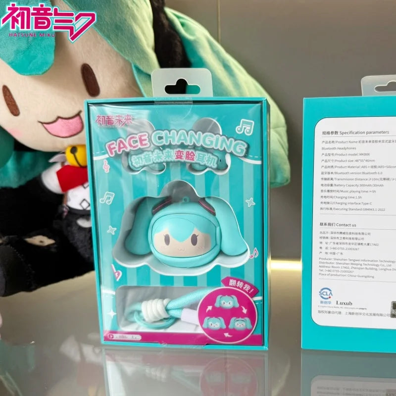 Luxub Słuchawki Klipsowe Hatsune Miku 2026 – Bilibili, Zmiana Twarzy, Bluetooth, Prezent dla Fanów Anime
