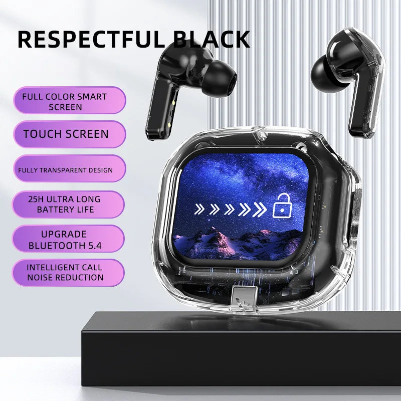 Air Max Smart Touch Screen TWS – Słuchawki Douszne Sportowe, ANC, Bluetooth 5.3, Stereo Hi-Fi z Mikrofonem i Basem