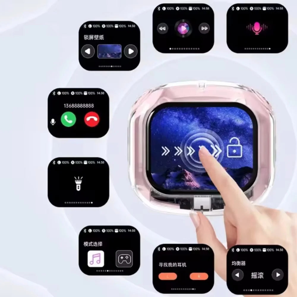 Air Max Smart Touch Screen TWS – Słuchawki Douszne Sportowe, ANC, Bluetooth 5.3, Stereo Hi-Fi z Mikrofonem i Basem