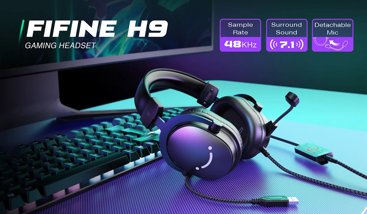FIFINE H9 Słuchawki Gamingowe 7.1 USB/Jack 3.5mm Mikrofon PC - zdjęcie 2