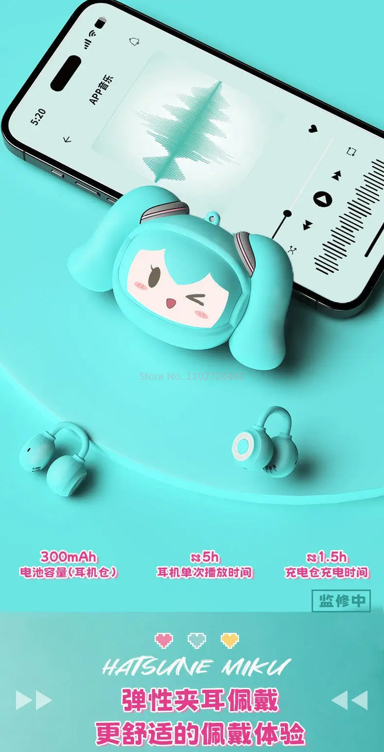 Luxub Słuchawki Klipsowe Hatsune Miku 2026 – Bilibili, Zmiana Twarzy, Bluetooth, Prezent dla Fanów Anime