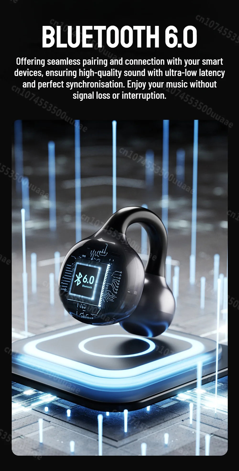 Zombiescat B16 OWS – Słuchawki Bluetooth 6.0 Earclip HiFi, 20h, Wyświetlacz Baterii