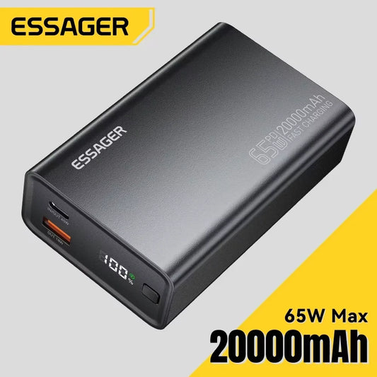 Essager Powerbank 20000mAh 65W Przenośny - Szybkie Ładowanie PD dla iPhone 17 16 15 Laptop Mac - George Vision Premium