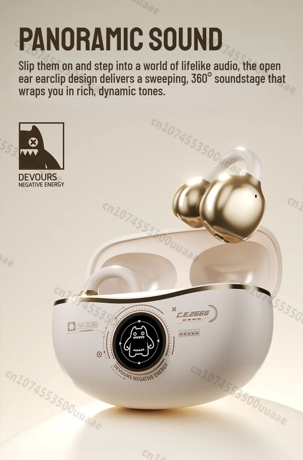 Zombiescat B16 OWS – Słuchawki Bluetooth 6.0 Earclip HiFi, 20h, Wyświetlacz Baterii