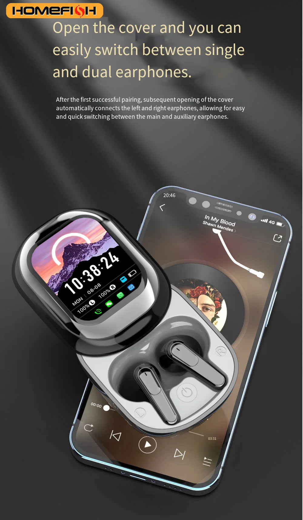 SE-ONE – inteligentne słuchawki TWS z kolorowym ekranem LED, Bluetooth 5.4