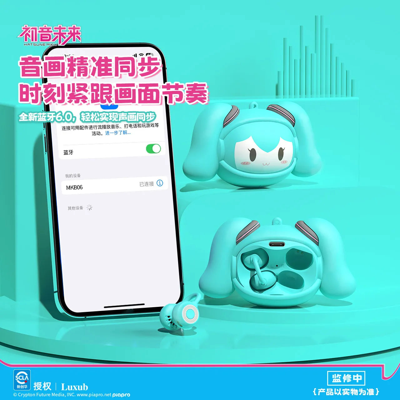 Luxub Słuchawki Klipsowe Hatsune Miku 2026 – Bilibili, Zmiana Twarzy, Bluetooth, Prezent dla Fanów Anime