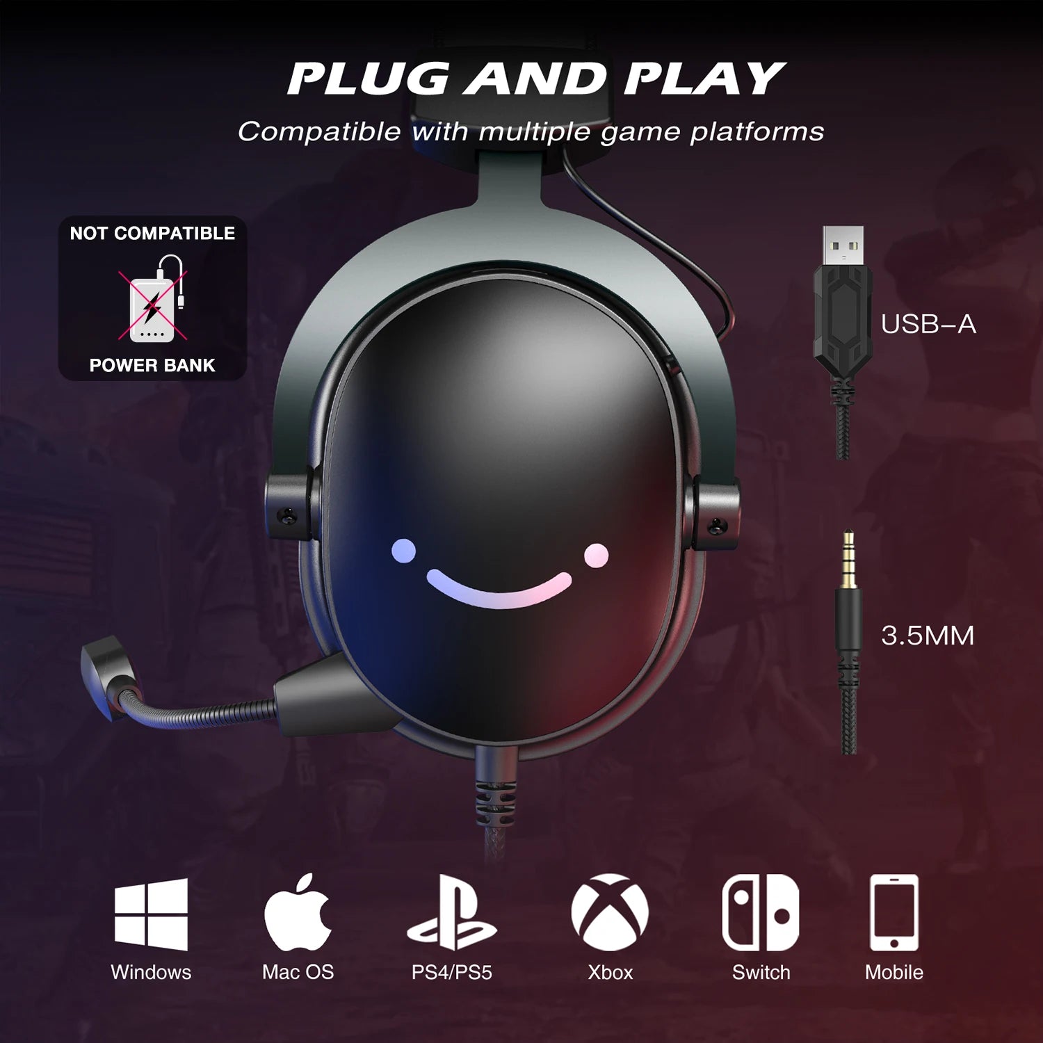 FIFINE H9 Słuchawki Gamingowe 7.1 USB/Jack 3.5mm Mikrofon PC - zdjęcie 4