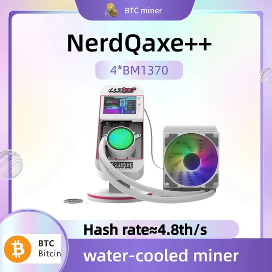 Koparka Bitcoin George Vision - Bitaxe NerdQaxe++ 4.8TH/s BTC Solo miner Home Eternal Miner with Water Cooling Method - Maksymalna Wydajność