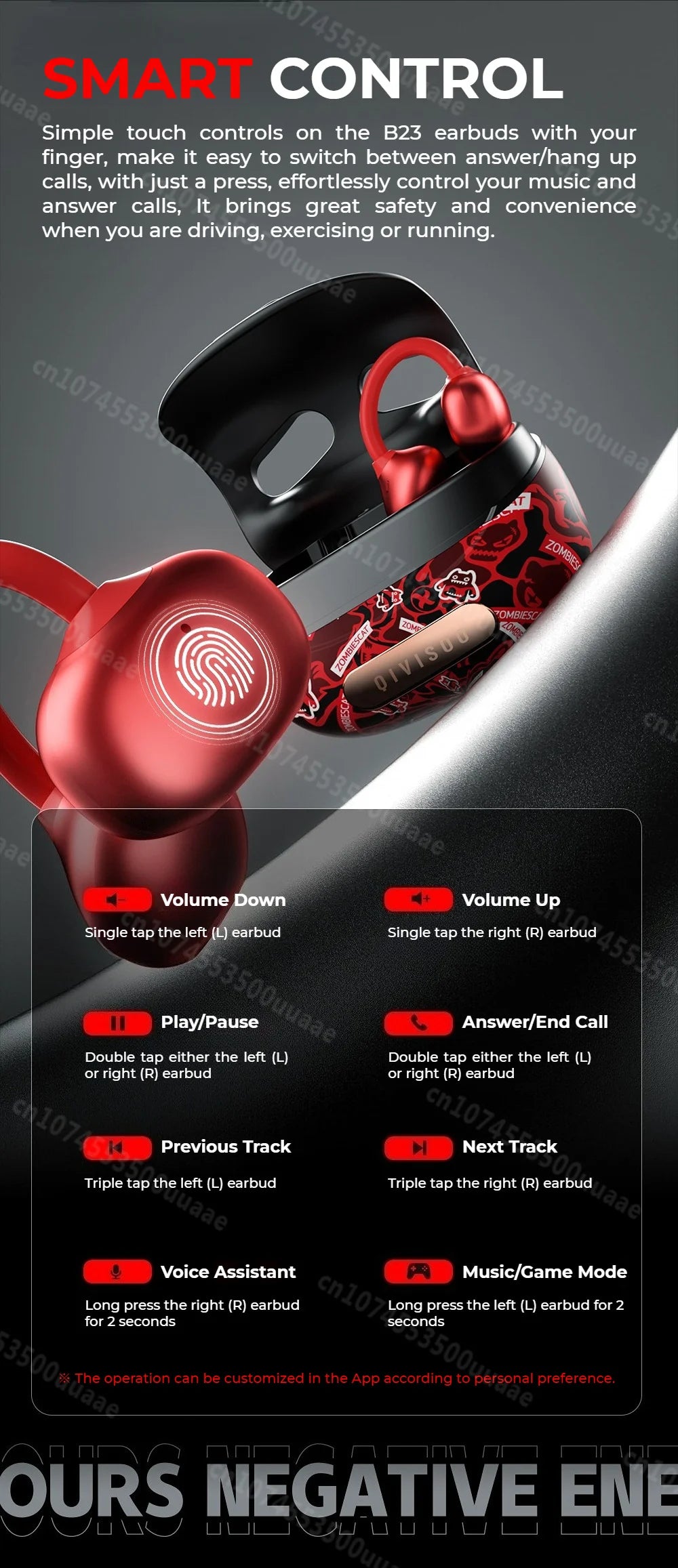 Zombies Cat B23 – Słuchawki OWS Graffiti, Bluetooth 6.0, Tłumacz AI