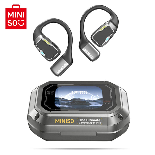 MINISO M98 – Słuchawki OWS Bluetooth, Tłumacz AI 144 Języki, Ekran LCD, IPX5, Sport