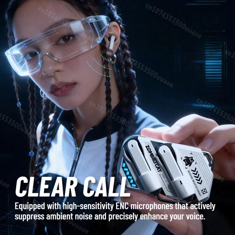 Zombies Cat B21 – słuchawki TWS z tłumaczem AI, Bluetooth 6.0, naszyjnik