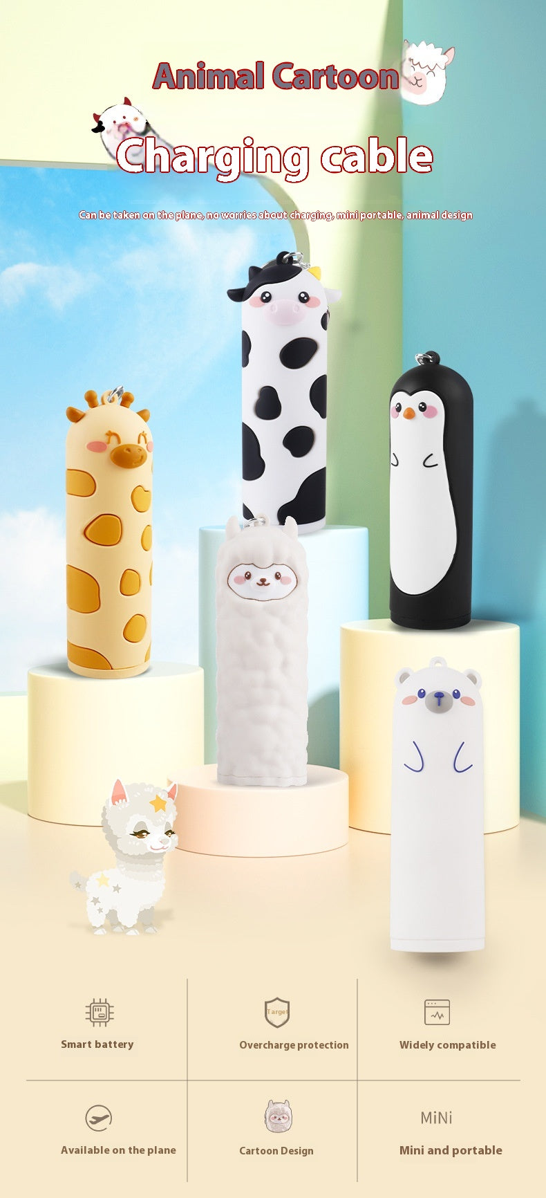 Powerbank dla Dzieci 5000mAh w Kształcie Zwierzątka - Kompaktowy